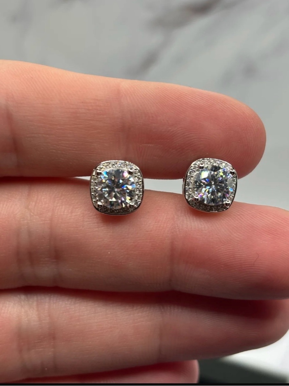 Moissanite Stud Earrings - White
